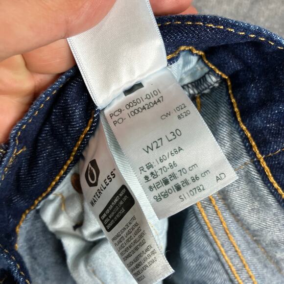 Levi's 501 Jeans Womens W27 L30 Dark Wash Skinny Fit Straight Leg Stretch Denim - Picture 9 of 13